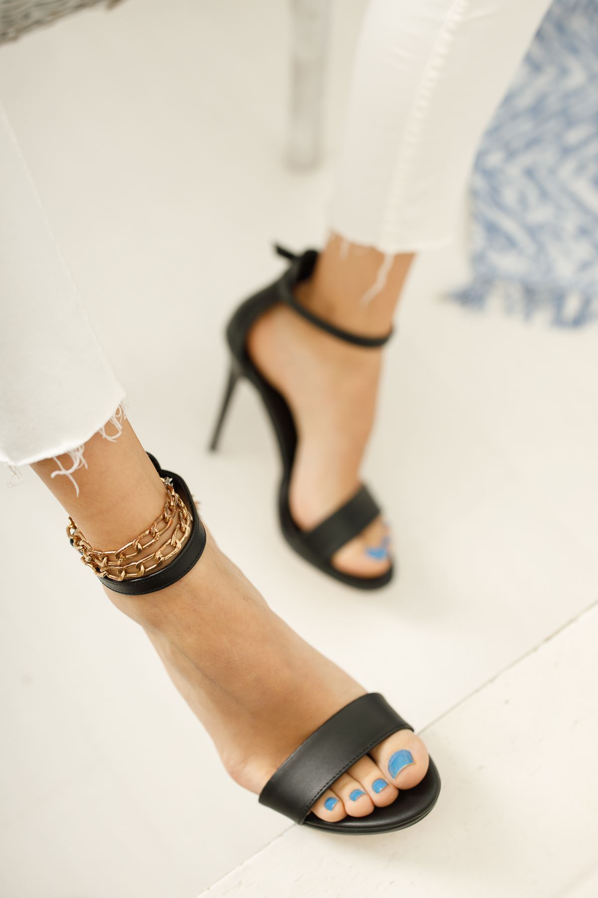 Kadın Anta Siyah Mat Deri Topuklu Ayakkabı - Siyah