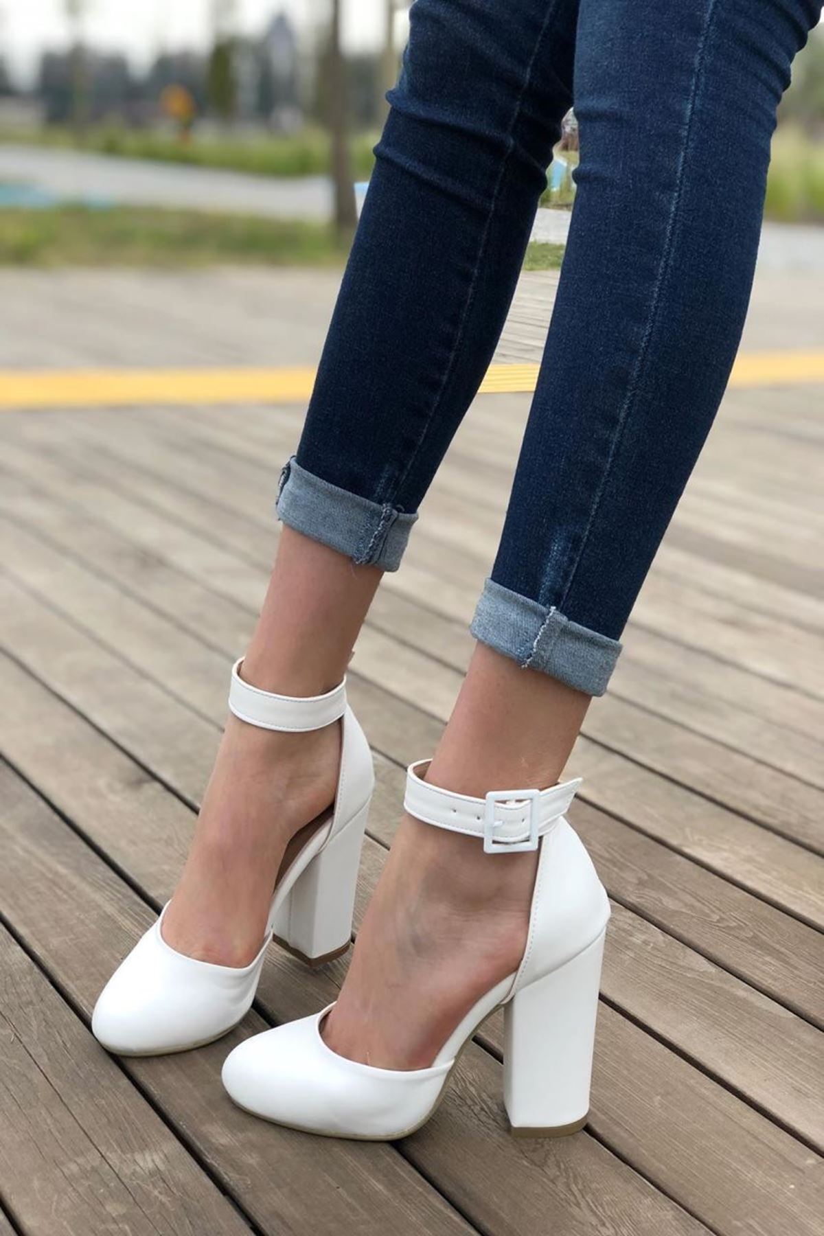 Kadın Berland Beyaz Topuklu Ayakkabı - Beyaz