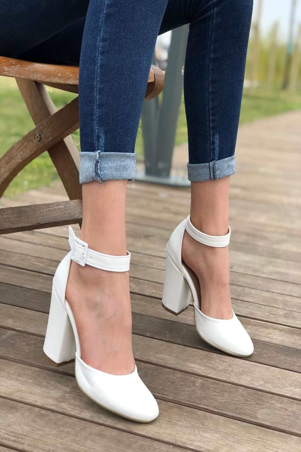 Kadın Berland Beyaz Topuklu Ayakkabı - Beyaz