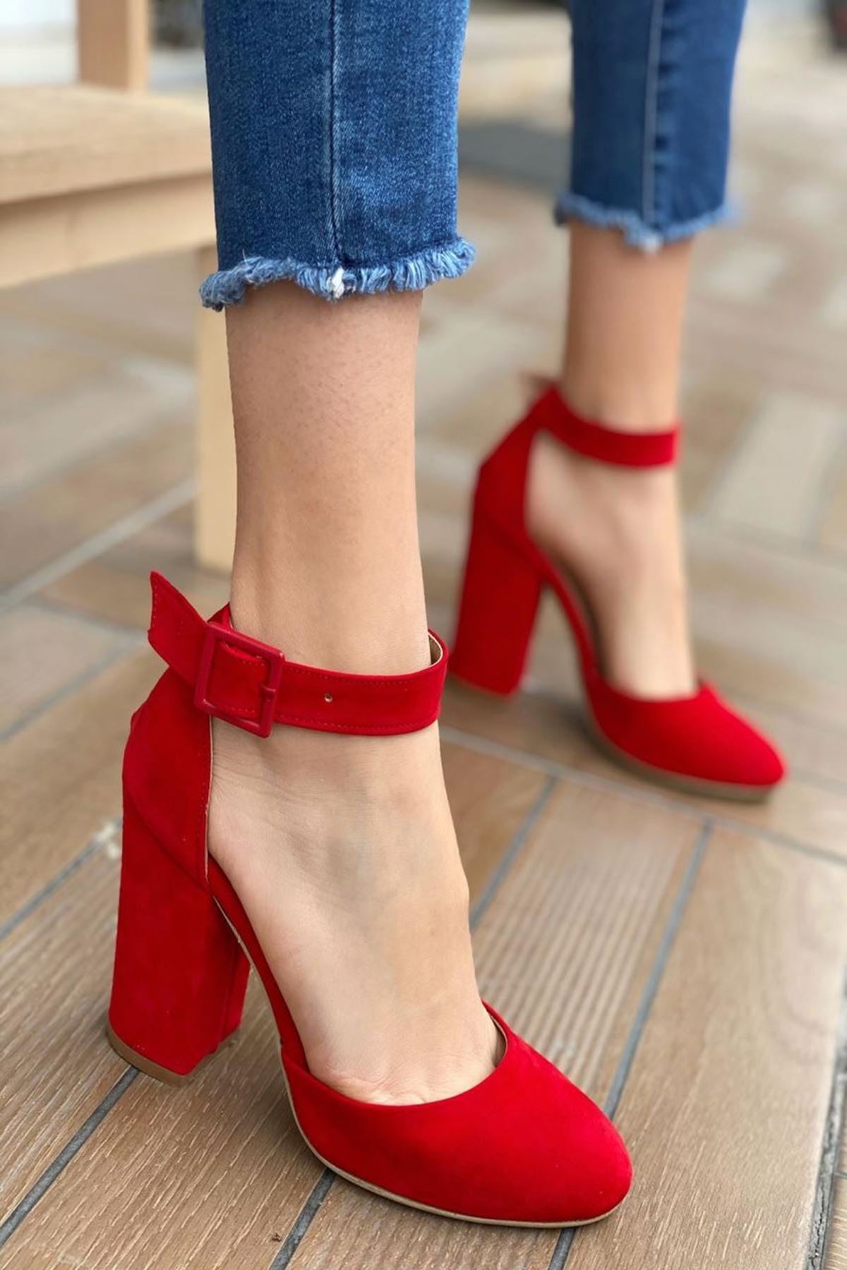 Kadın Berland Kırmızı Topuklu Ayakkabı - Kırmızı