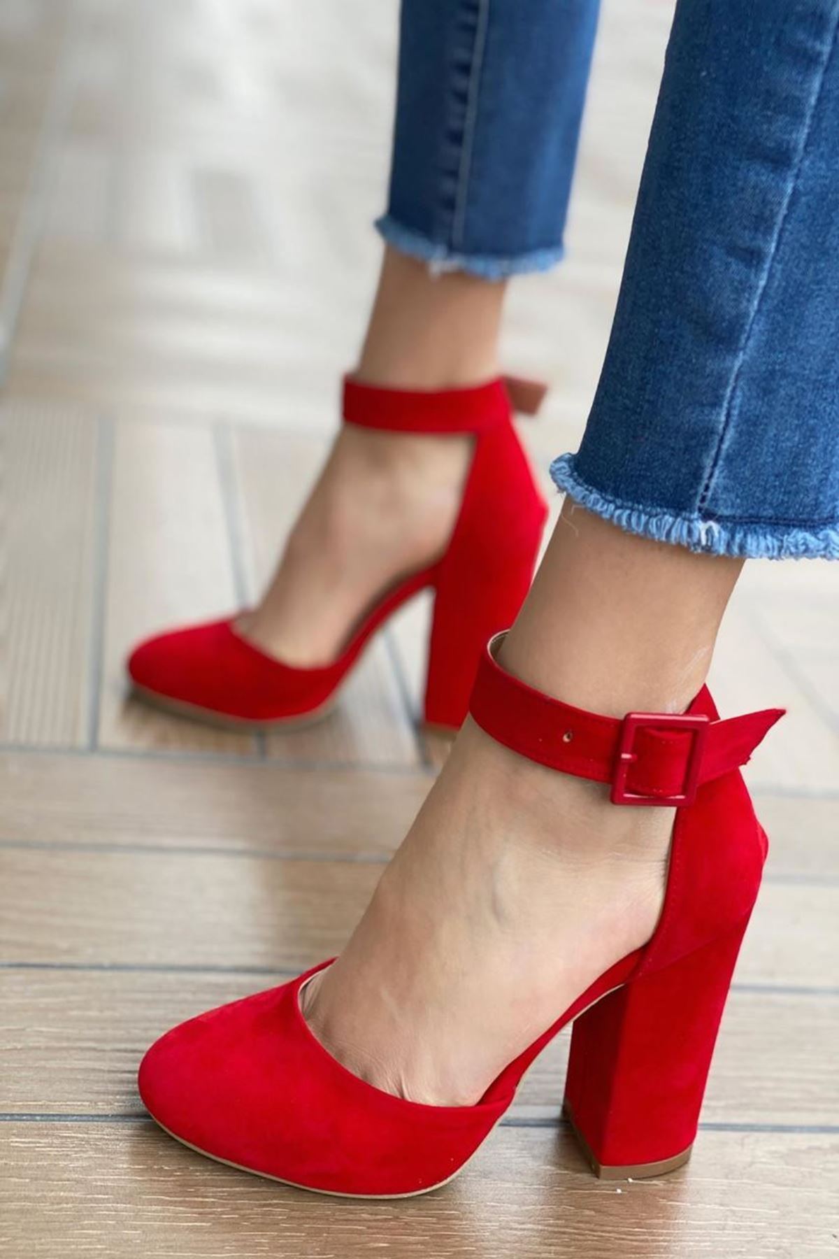 Kadın Berland Kırmızı Topuklu Ayakkabı - Kırmızı