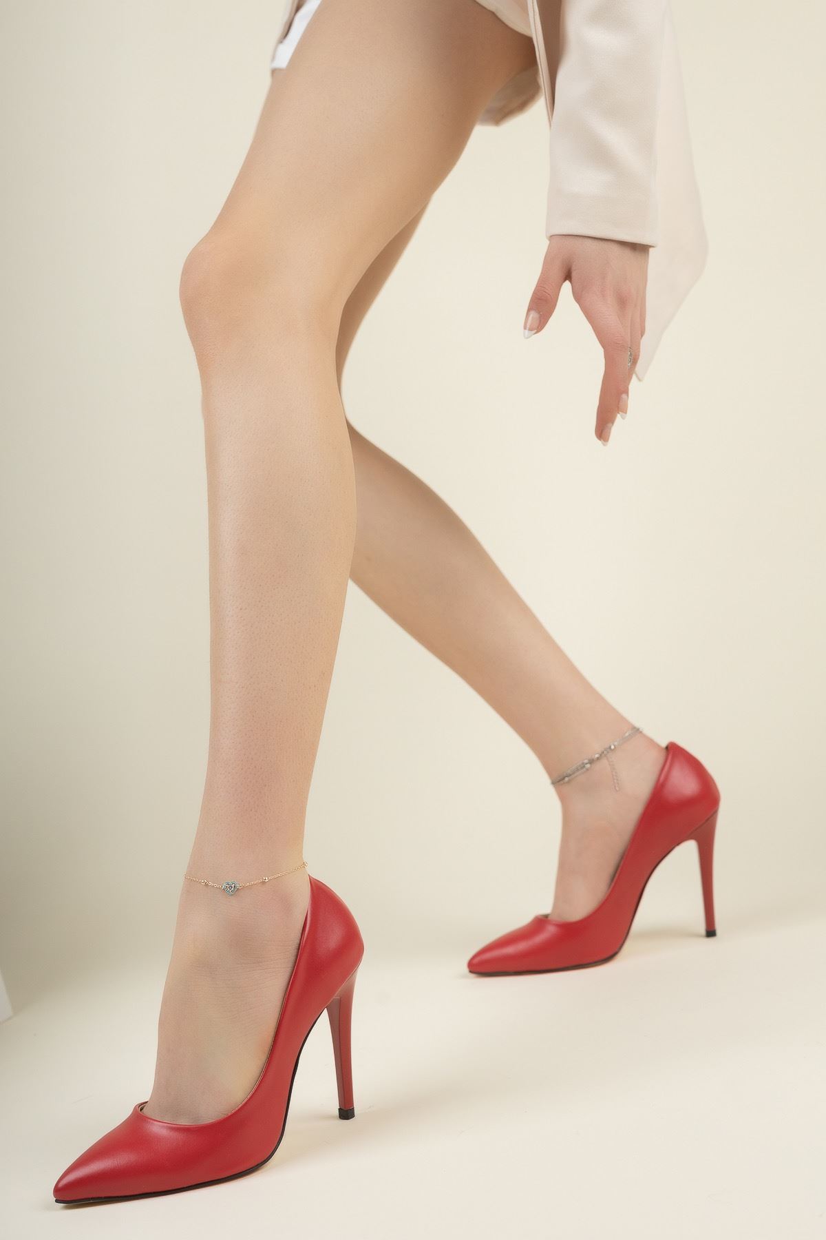 Kadın Adelina İnce YüksekTopuklu Stiletto - Kırmızı Deri