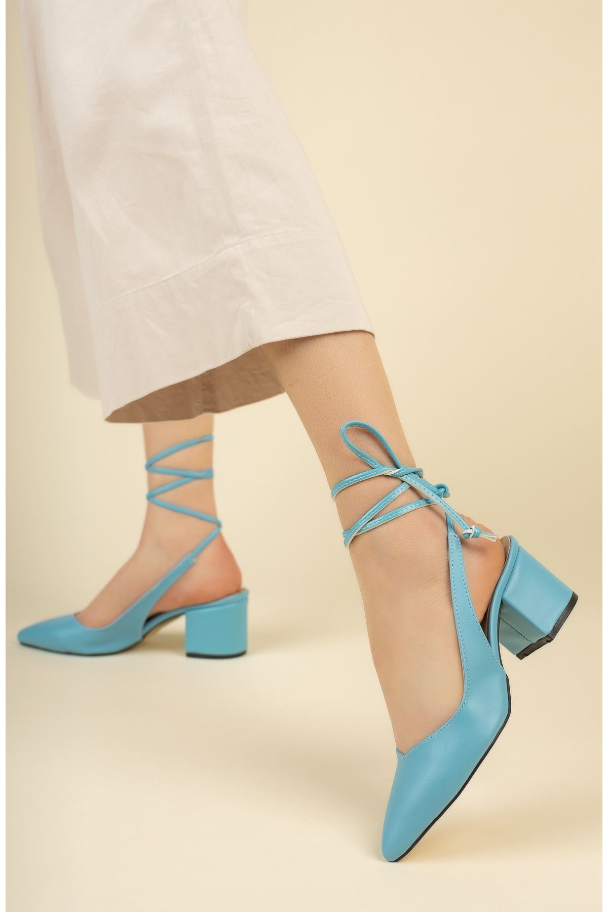 Kadın Esila Kısa Topuklu Ayakkabı - Mavi