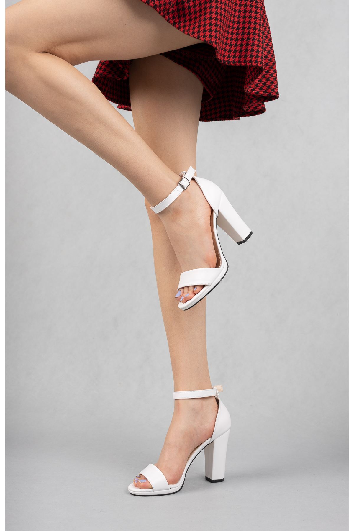 Kadın Marcas Beyaz Deri Topuklu Ayakkabı - Beyaz