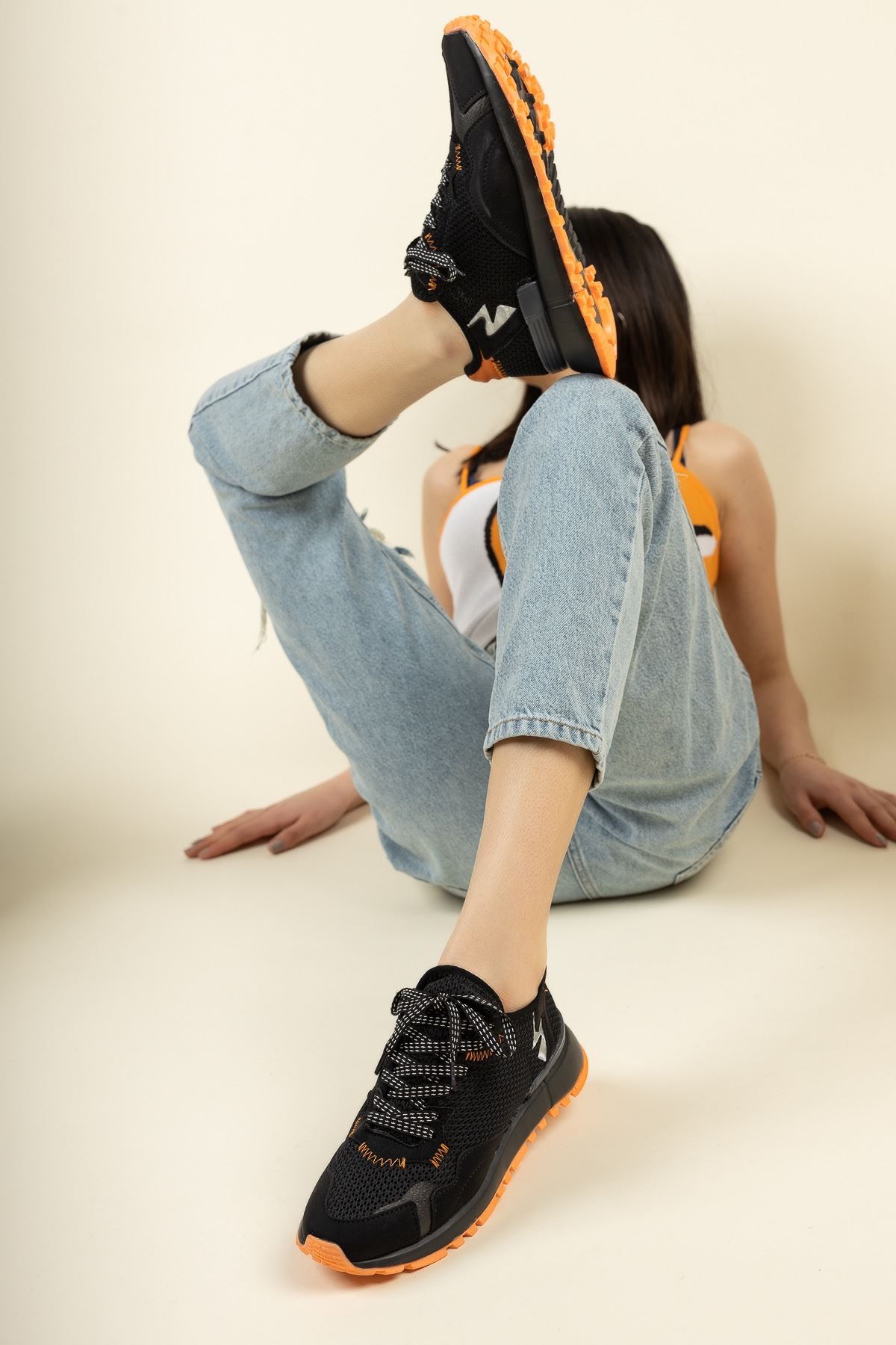 Kadın Viska Spor Ayakkabı - Siyah-Turuncu