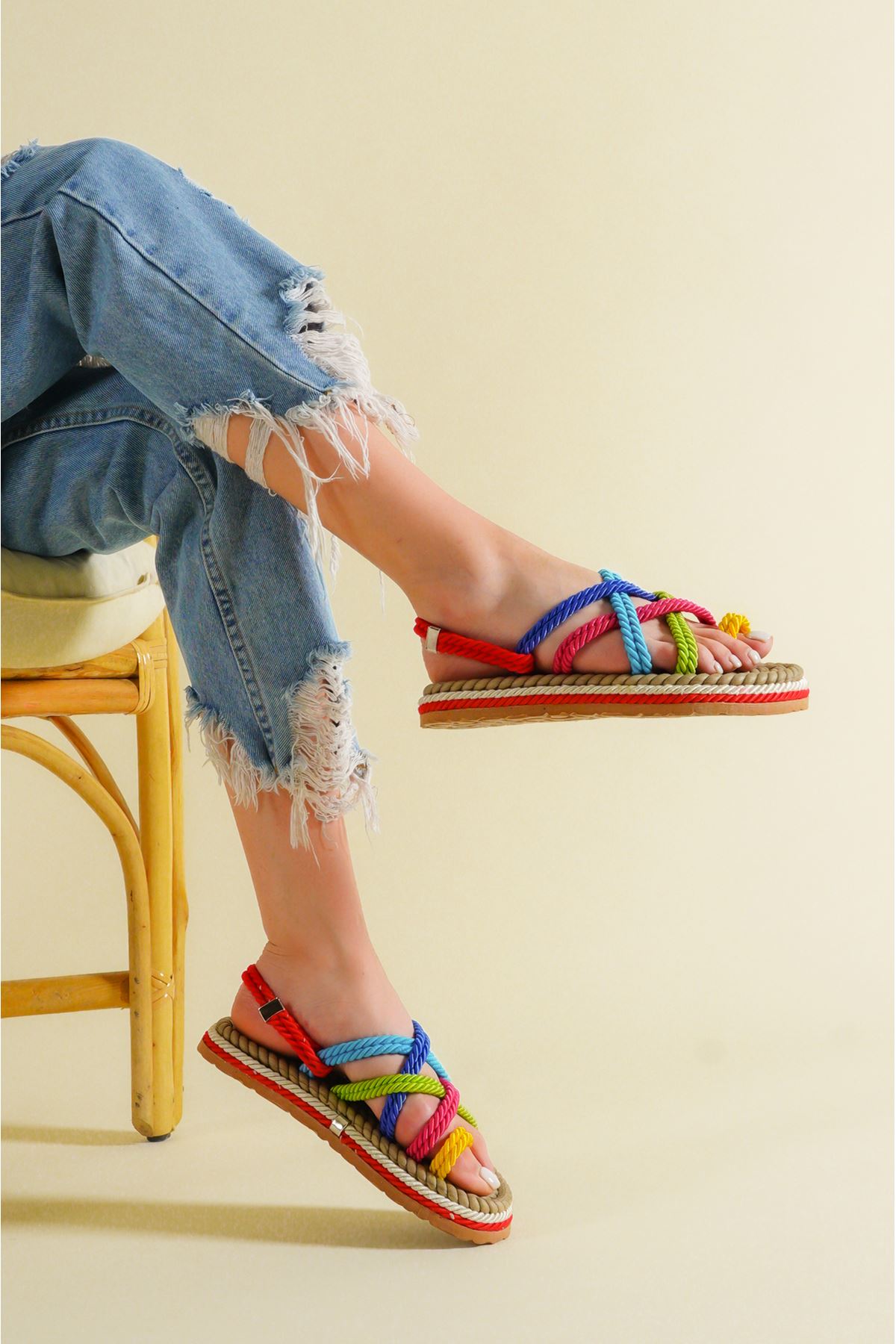 Kadın Sierra Halat Sandalet - Renkli