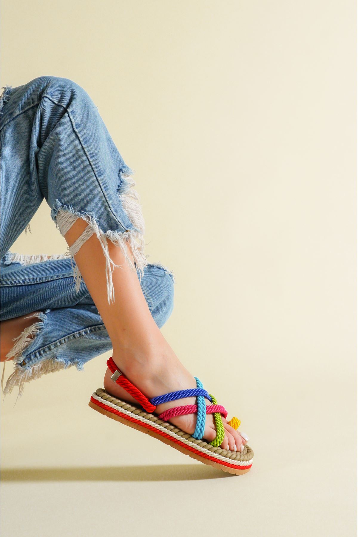 Kadın Sierra Halat Sandalet - Renkli