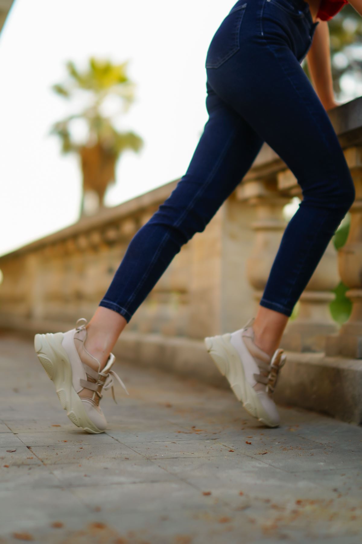 Kadın Viyola Kalın Taban Spor Ayakkabı - Vizon