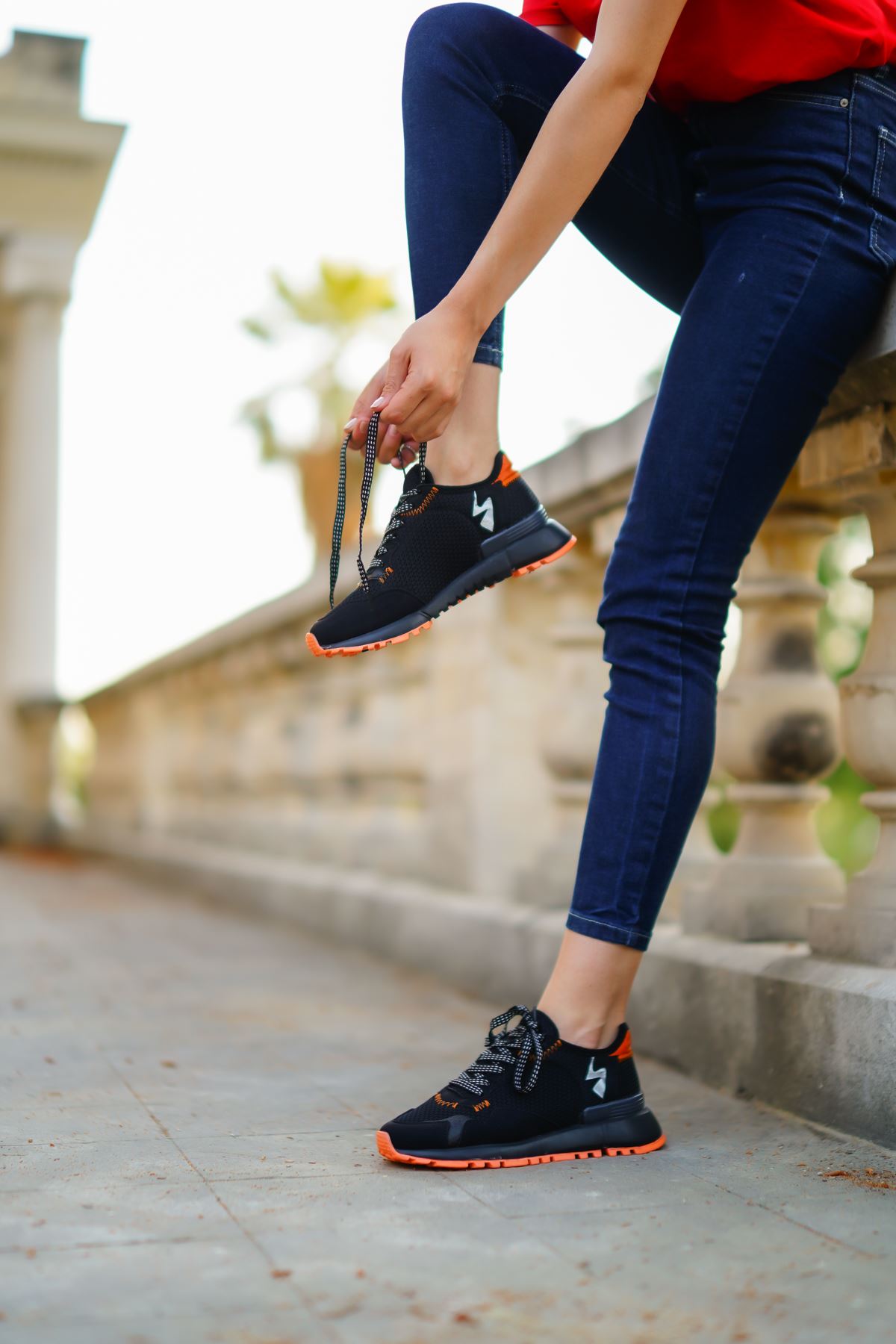 Kadın Viska Spor Ayakkabı - Siyah-Turuncu