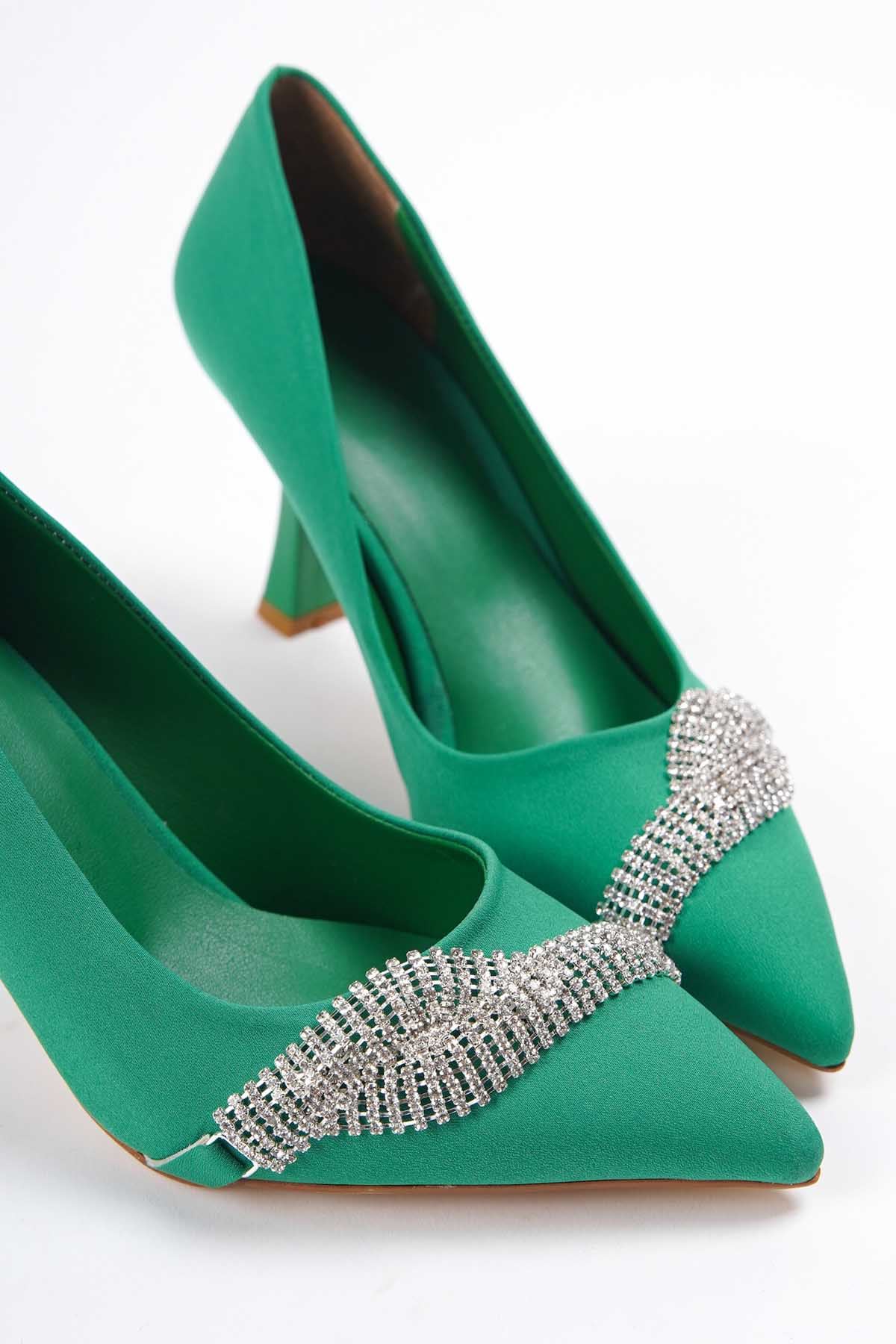 Kadın Jude Taşlı Stiletto  Ayakkabı - Yeşil