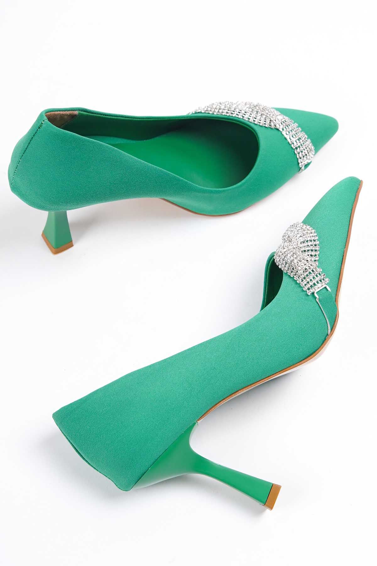Kadın Jude Taşlı Stiletto  Ayakkabı - Yeşil