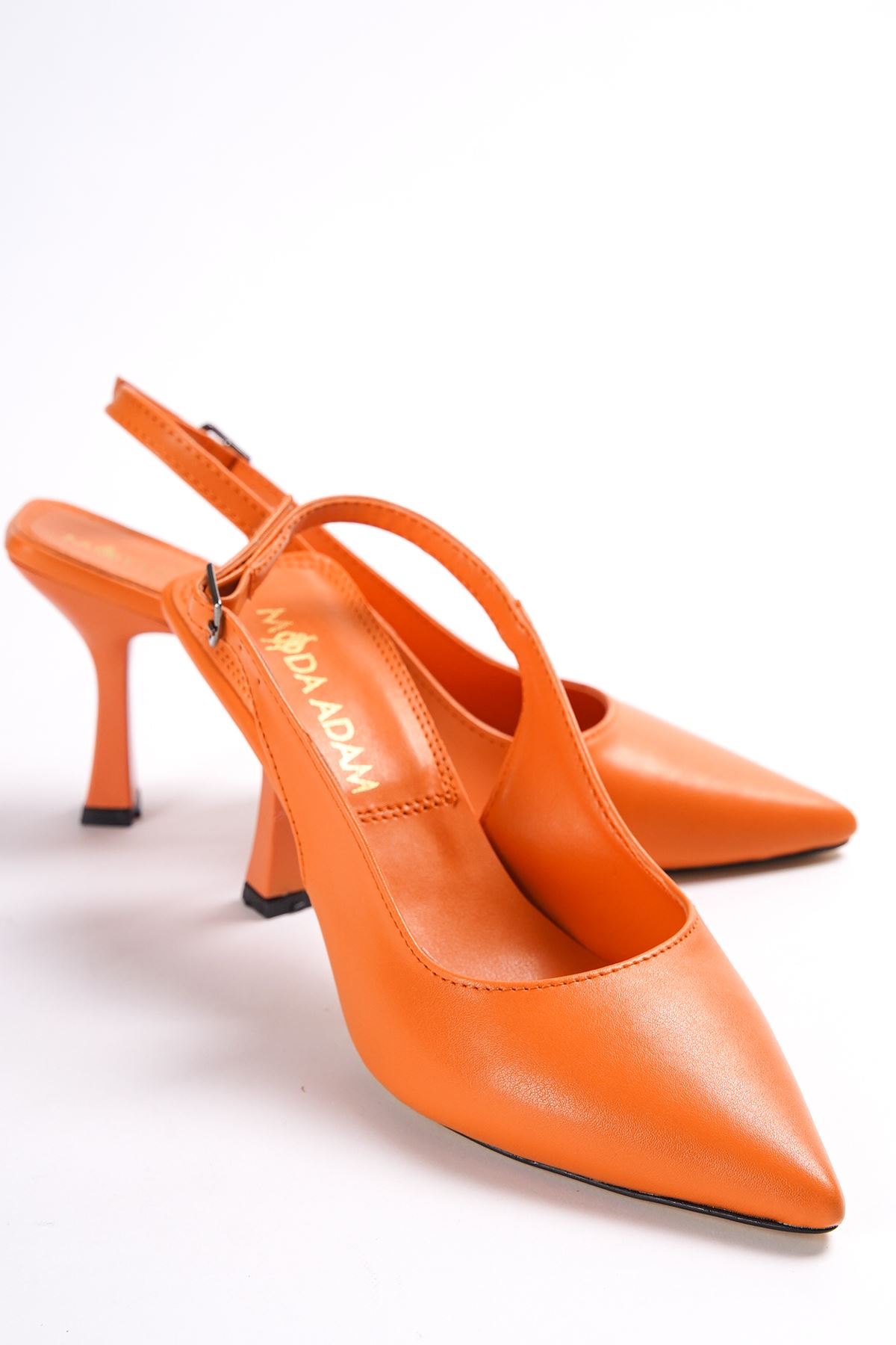 Kadın Pedro Arka Köşeli Topuklu Ayakkabı - Turuncu