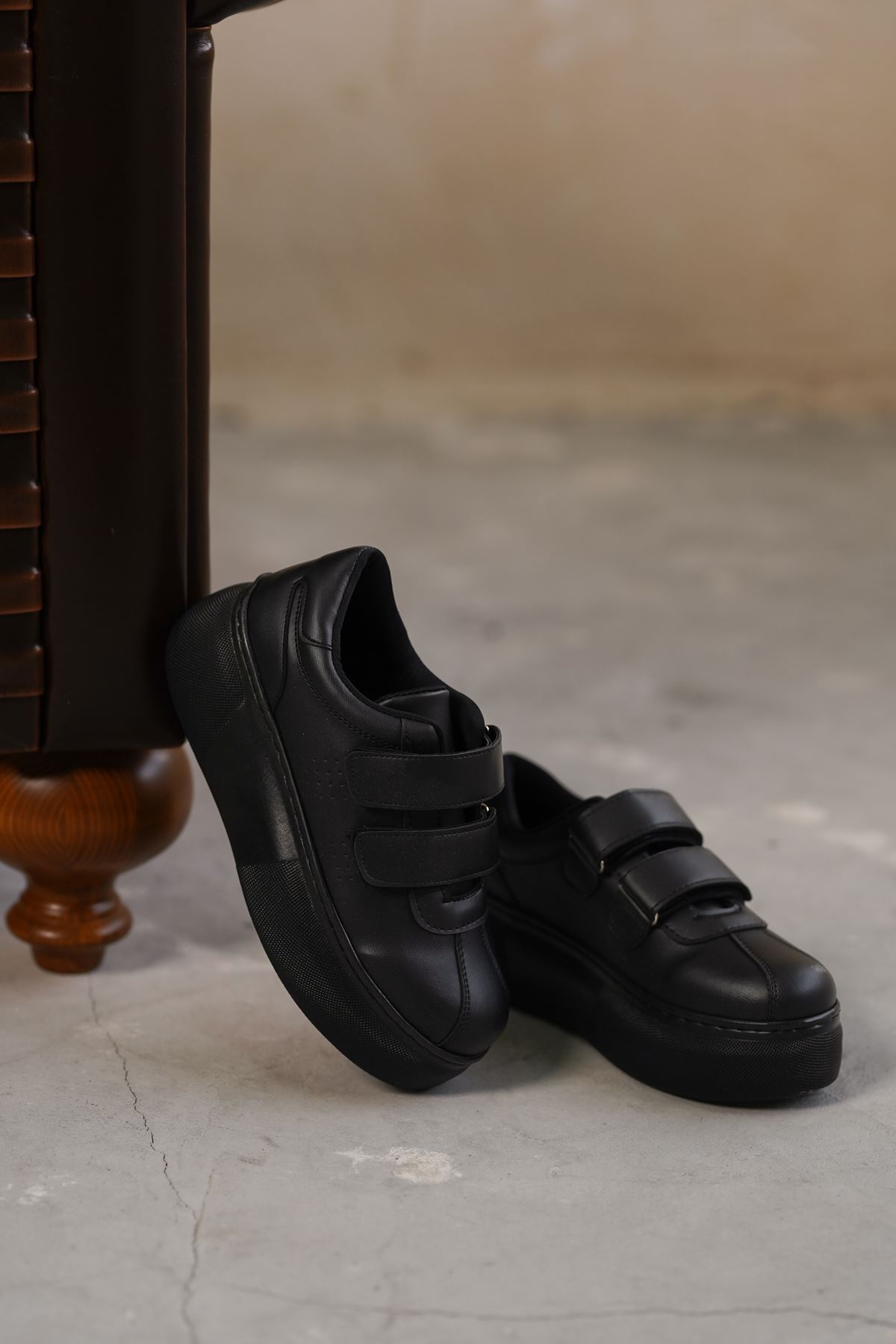 Kadın Mirace Kalın Taban Spor Ayakkabı - siyah-deri
