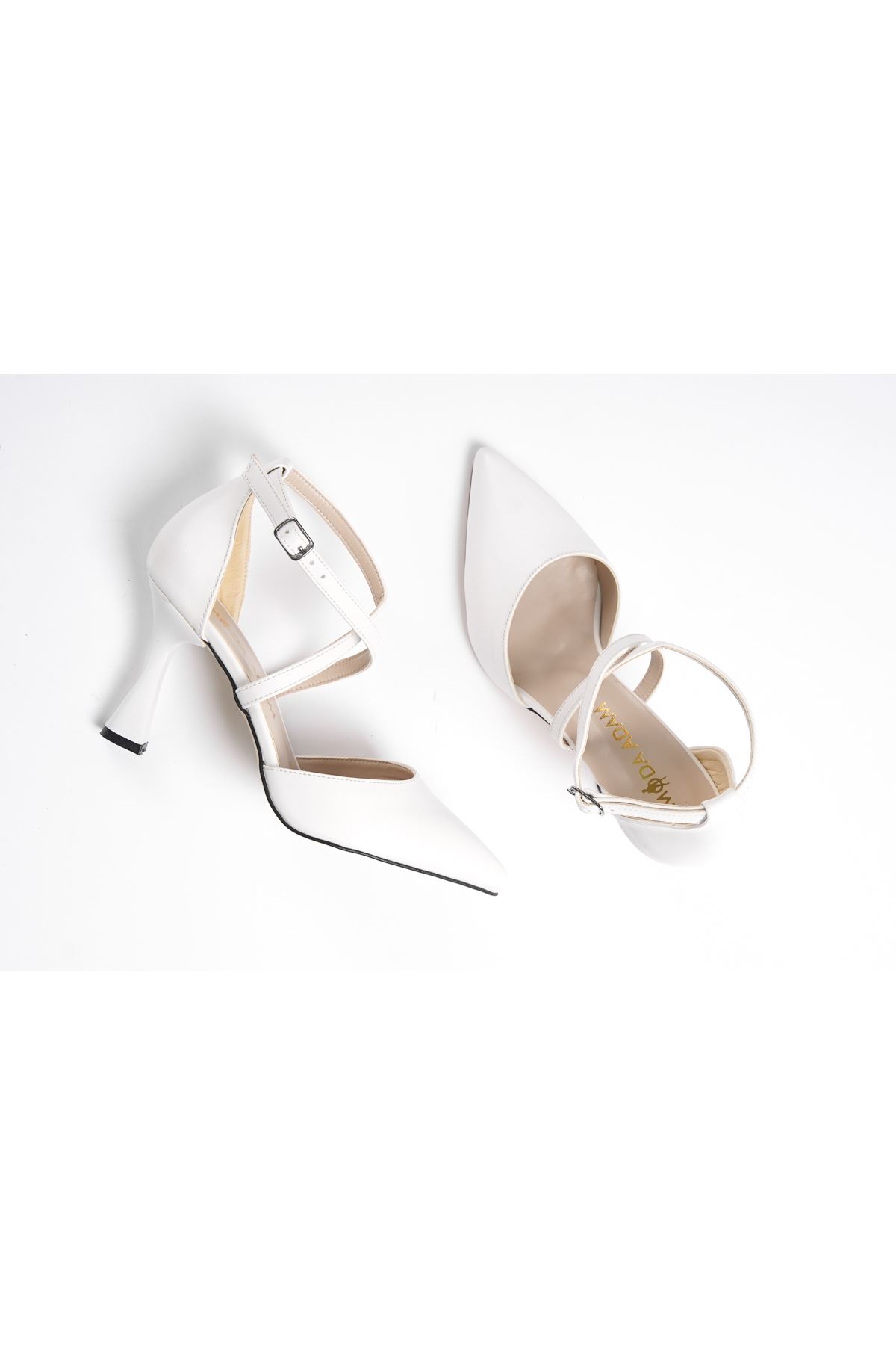 Kadın Celina Çapraz BantlıTopuklu Ayakkabı - Beyaz
