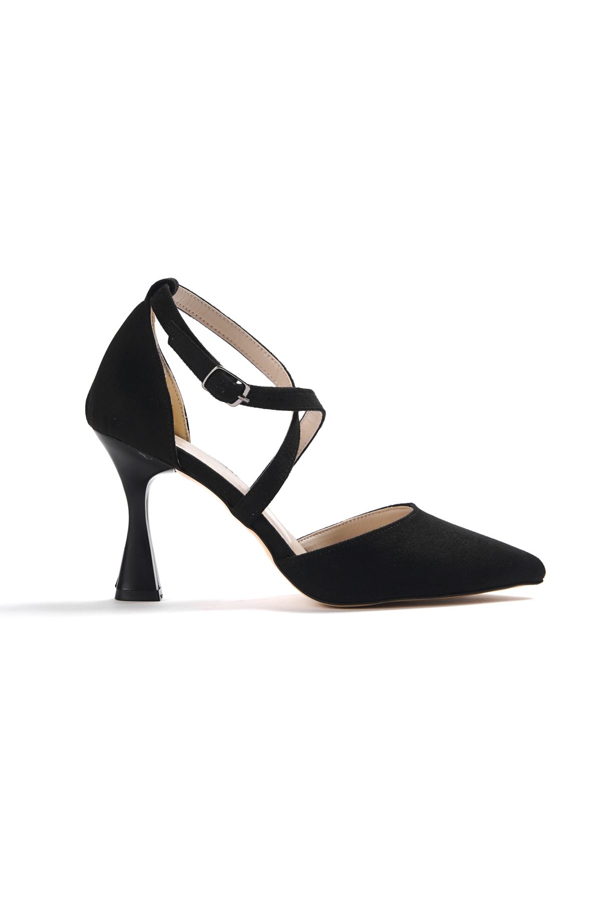 Kadın Celina Çapraz BantlıTopuklu Ayakkabı - Siyah Süet