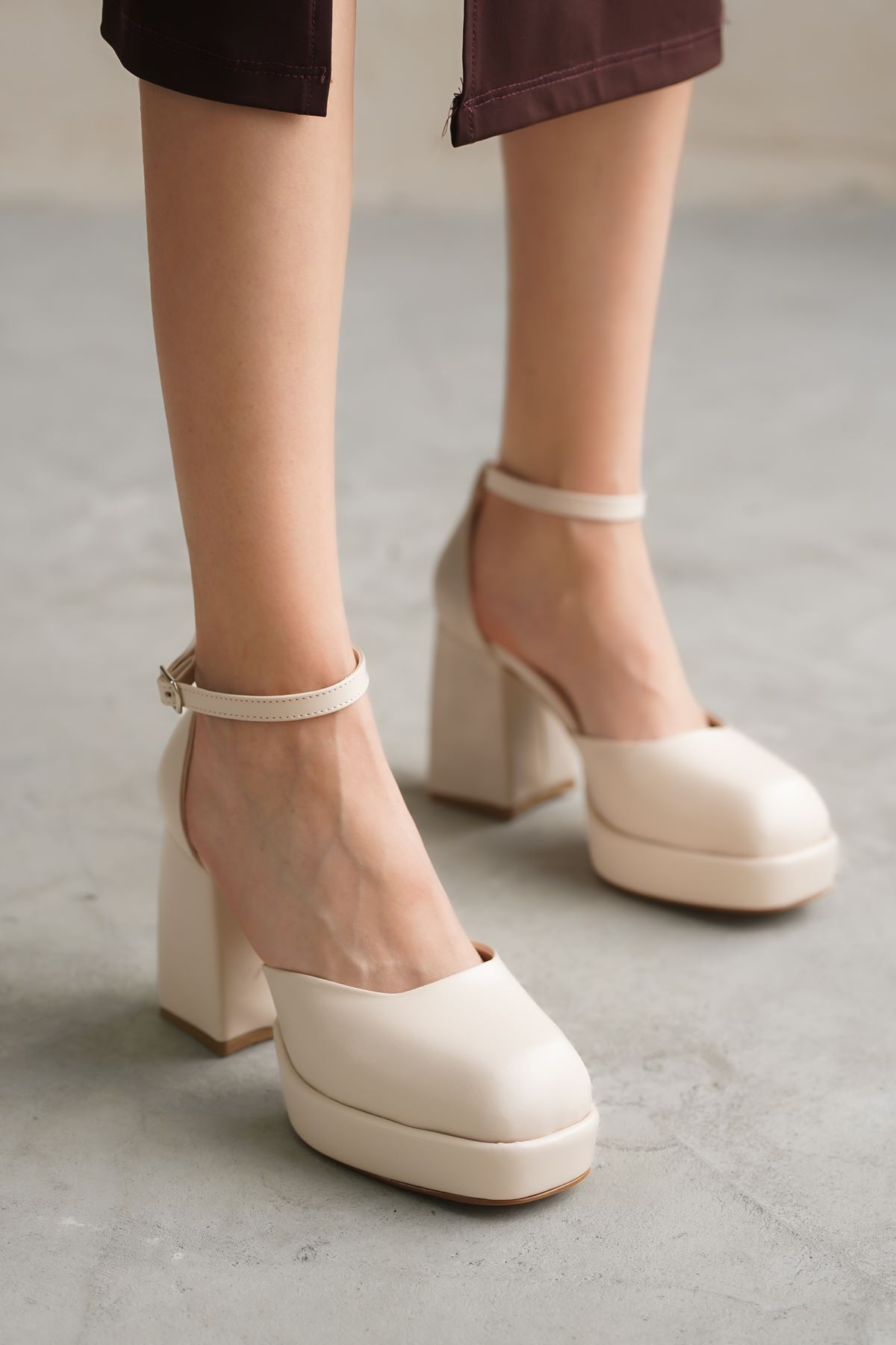 Kadın Gander Platformlu Topuklu Ayakkabı - Ten Deri