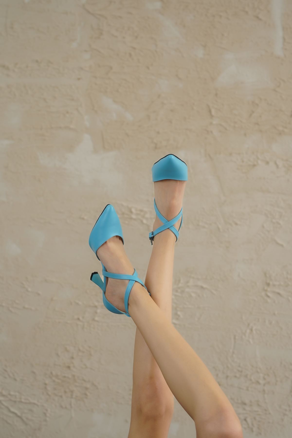 Kadın Celina Çapraz BantlıTopuklu Ayakkabı - Mavi