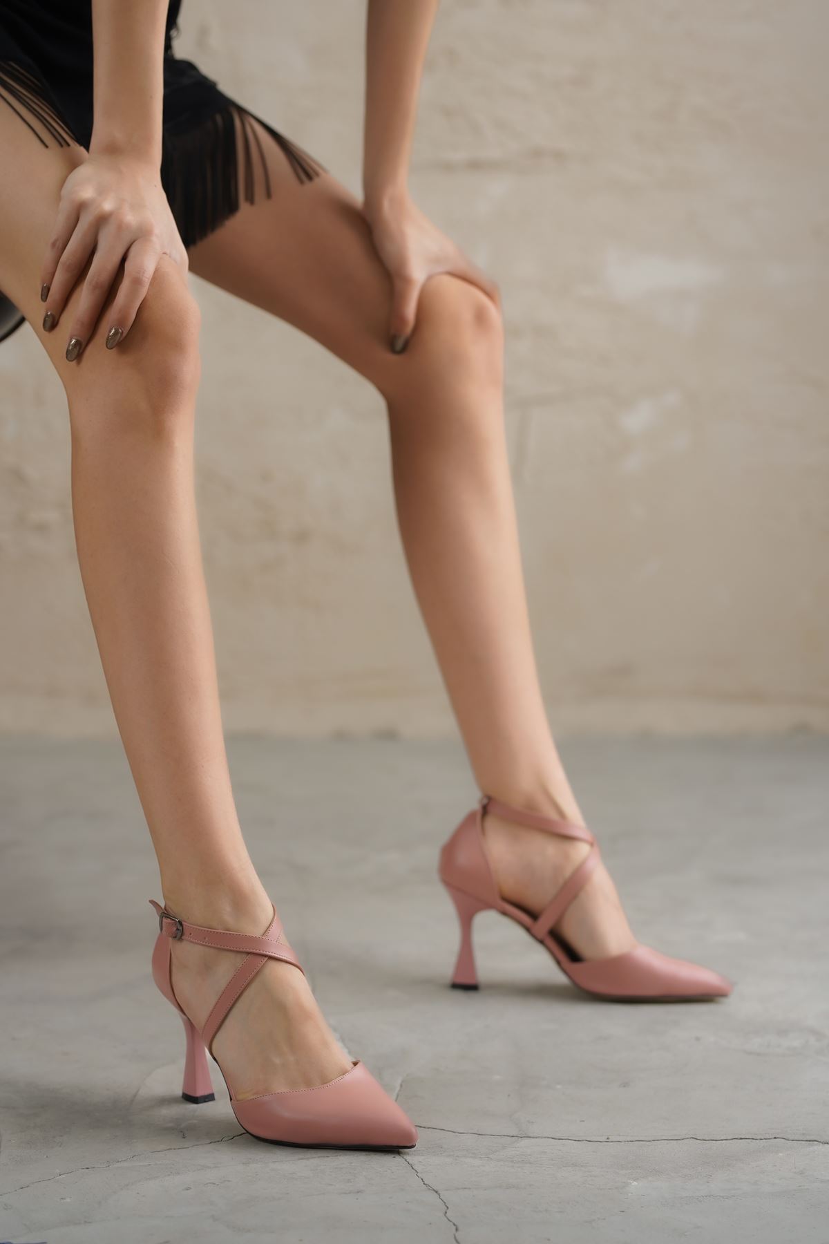 Kadın Celina Çapraz BantlıTopuklu Ayakkabı - Pembe Deri