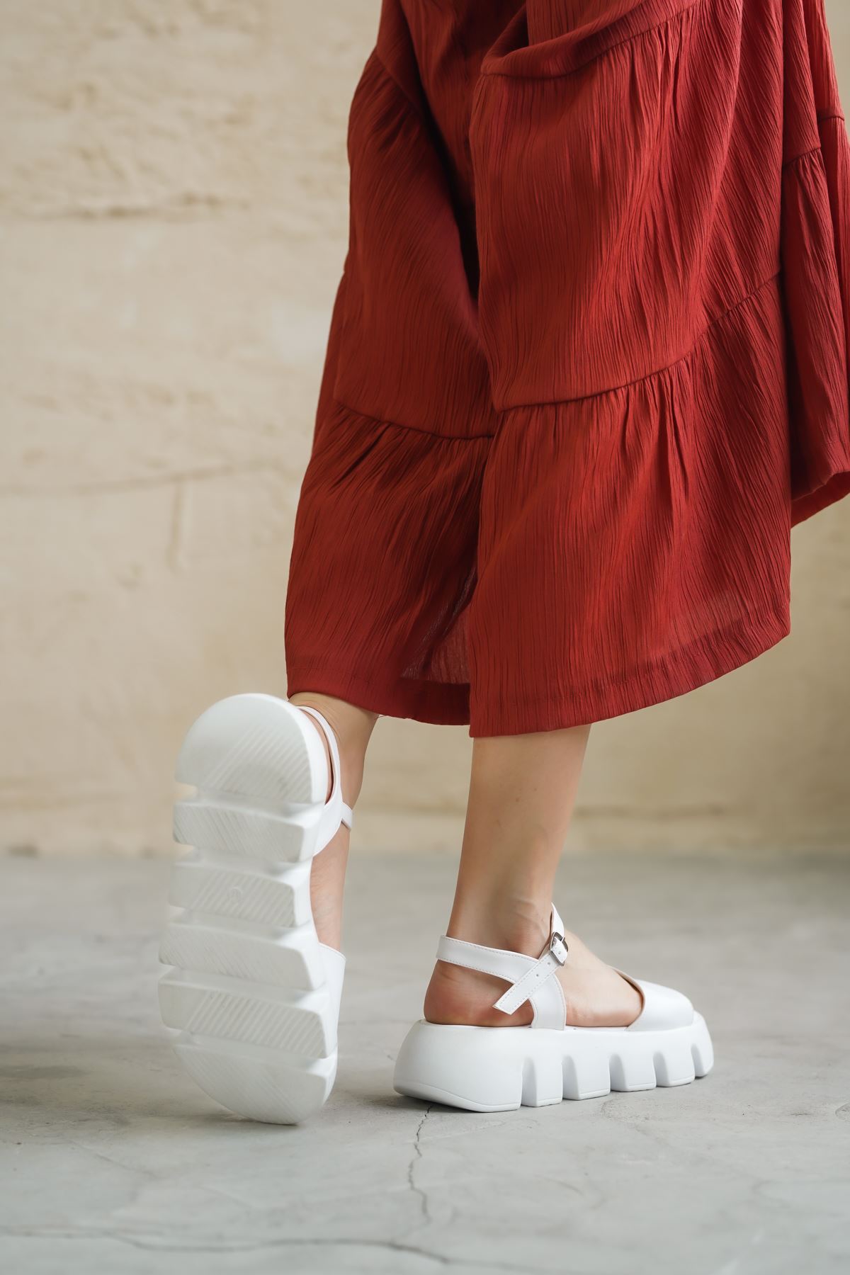 Kadın Semora Kalın Topuklu Ayakkabı - Beyaz