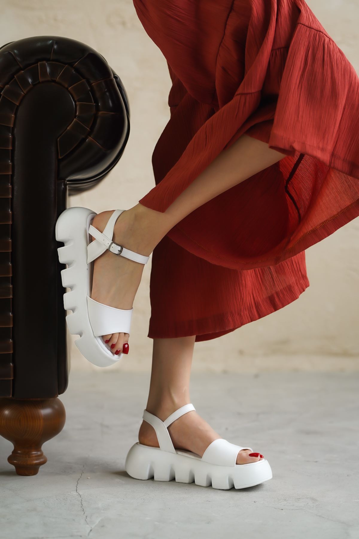 Kadın Semora Kalın Topuklu Ayakkabı - Beyaz
