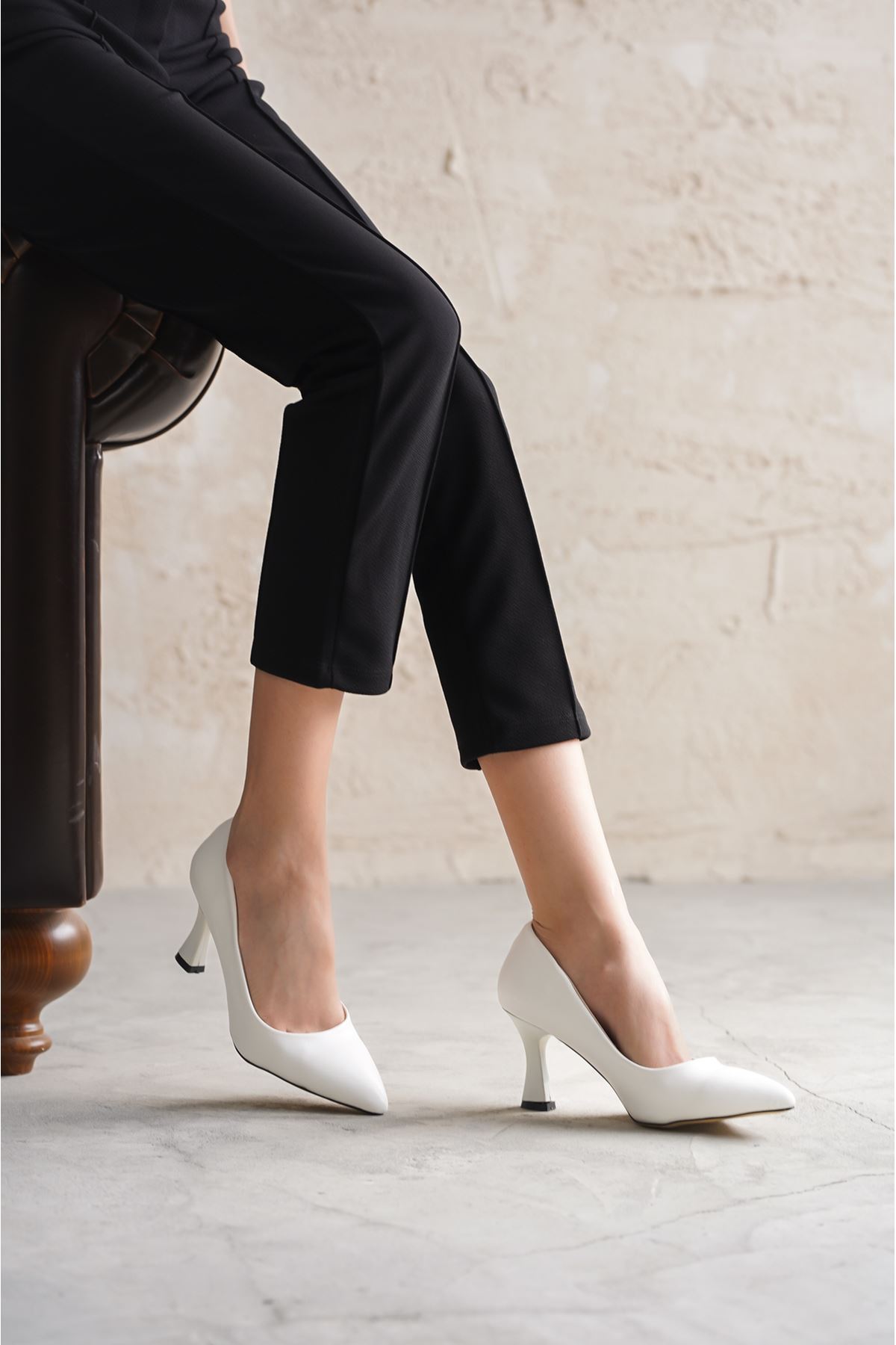 Kadın Abbey  Kadeh Topuklu Stiletto - Beyaz