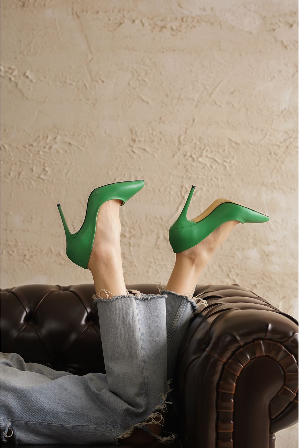 Kadın Adelina İnce YüksekTopuklu Stiletto - Yeşil