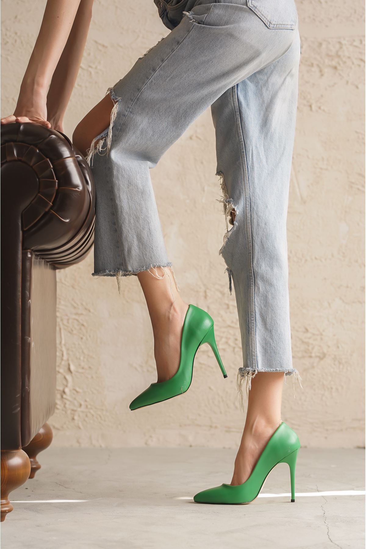 Kadın Adelina İnce YüksekTopuklu Stiletto - Yeşil