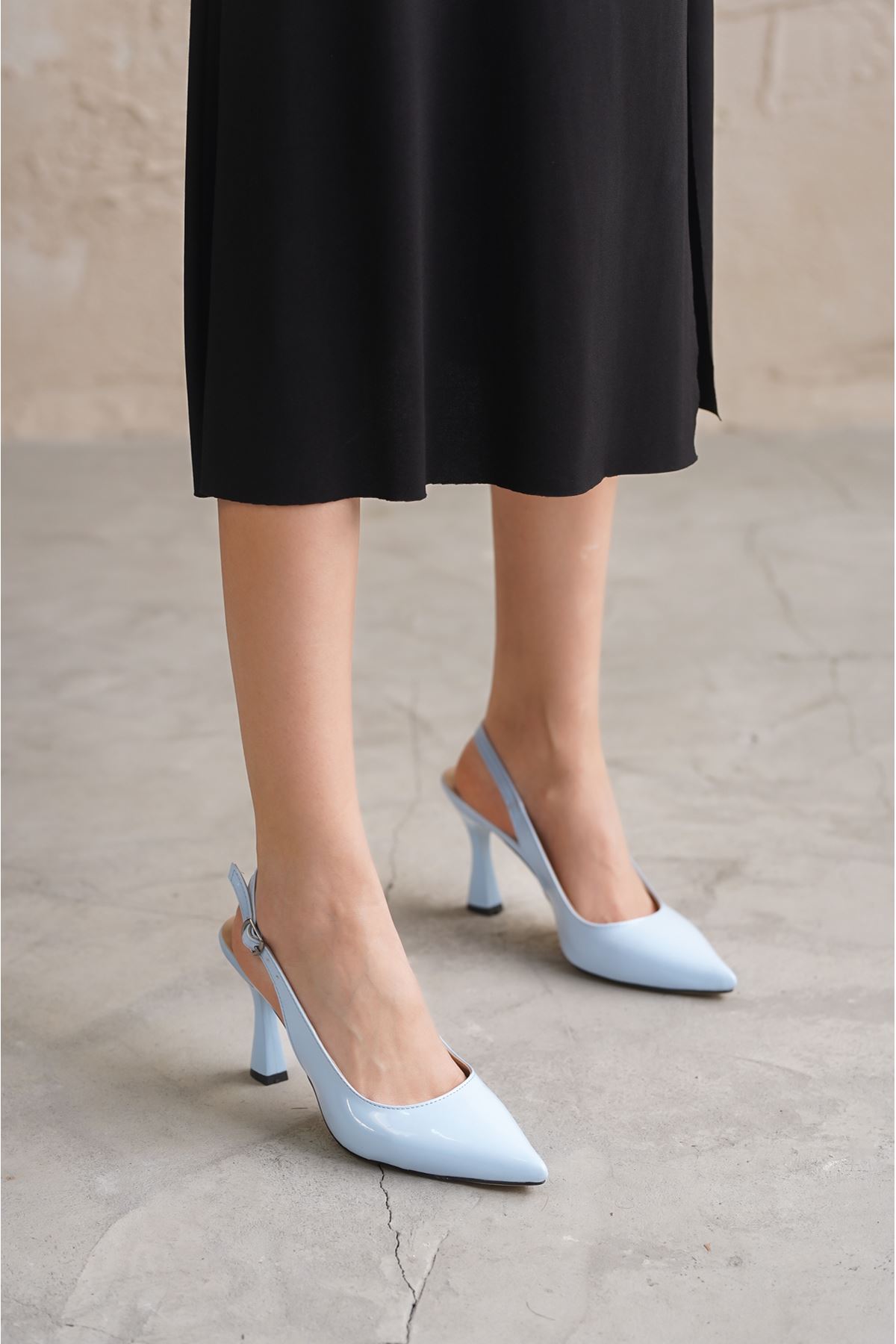 Kadın Paula İnce Topuklu Ayakkabı - Mavi-Rugan