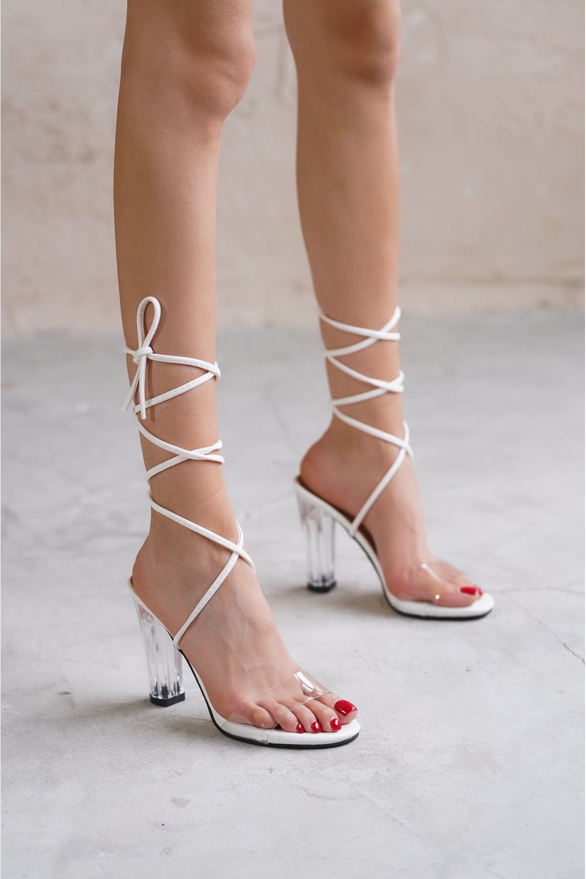 Kadın Gasor Şeffaf Topuklu Ayakkabı - Beyaz