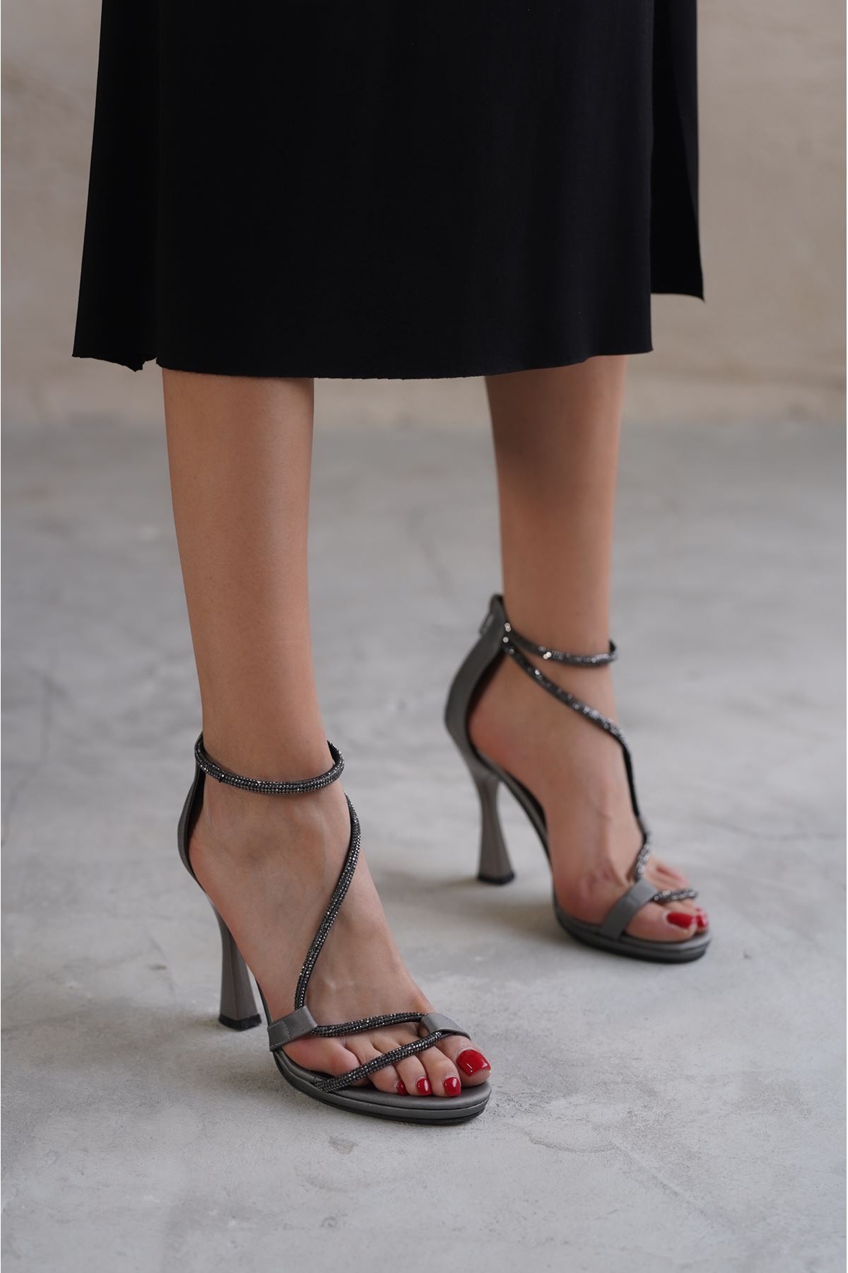Kadın Dakota Taşlı Topuklu Ayakkabı - Platin