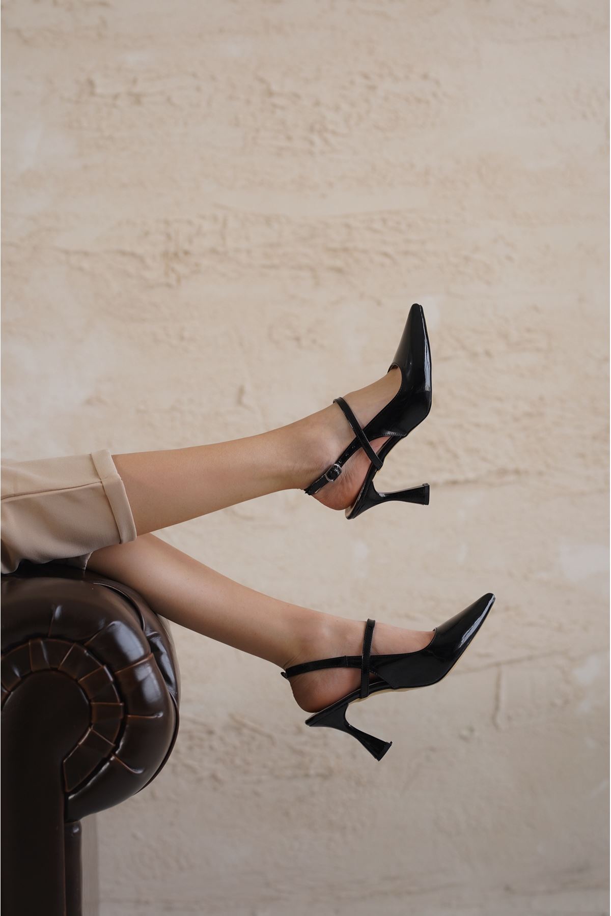 Kadın Kelly İnce Topuklu  Ayakkabı - siyah-rugan