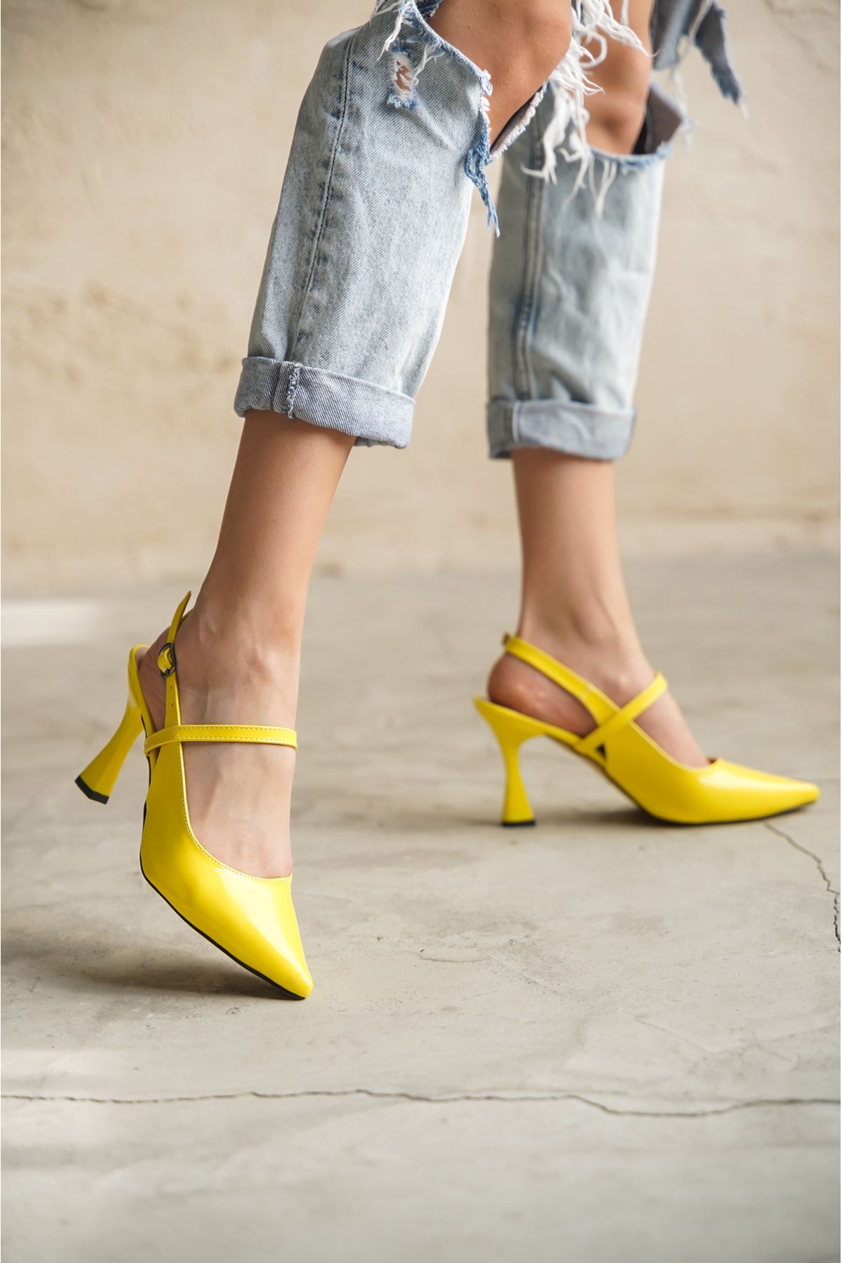 Kadın Kelly İnce Topuklu  Ayakkabı - Sarı-Rugan