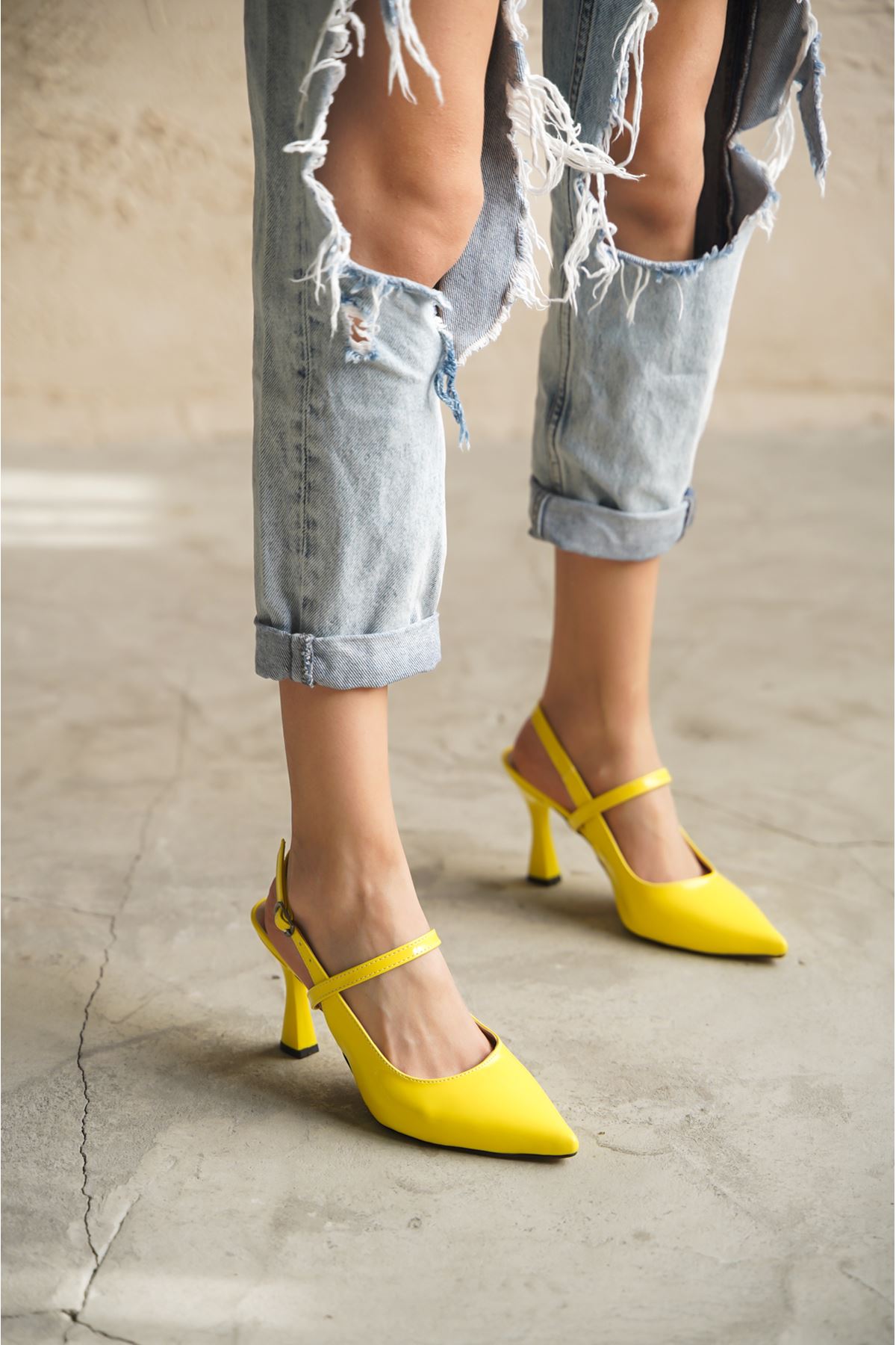 Kadın Kelly İnce Topuklu  Ayakkabı - Sarı-Rugan