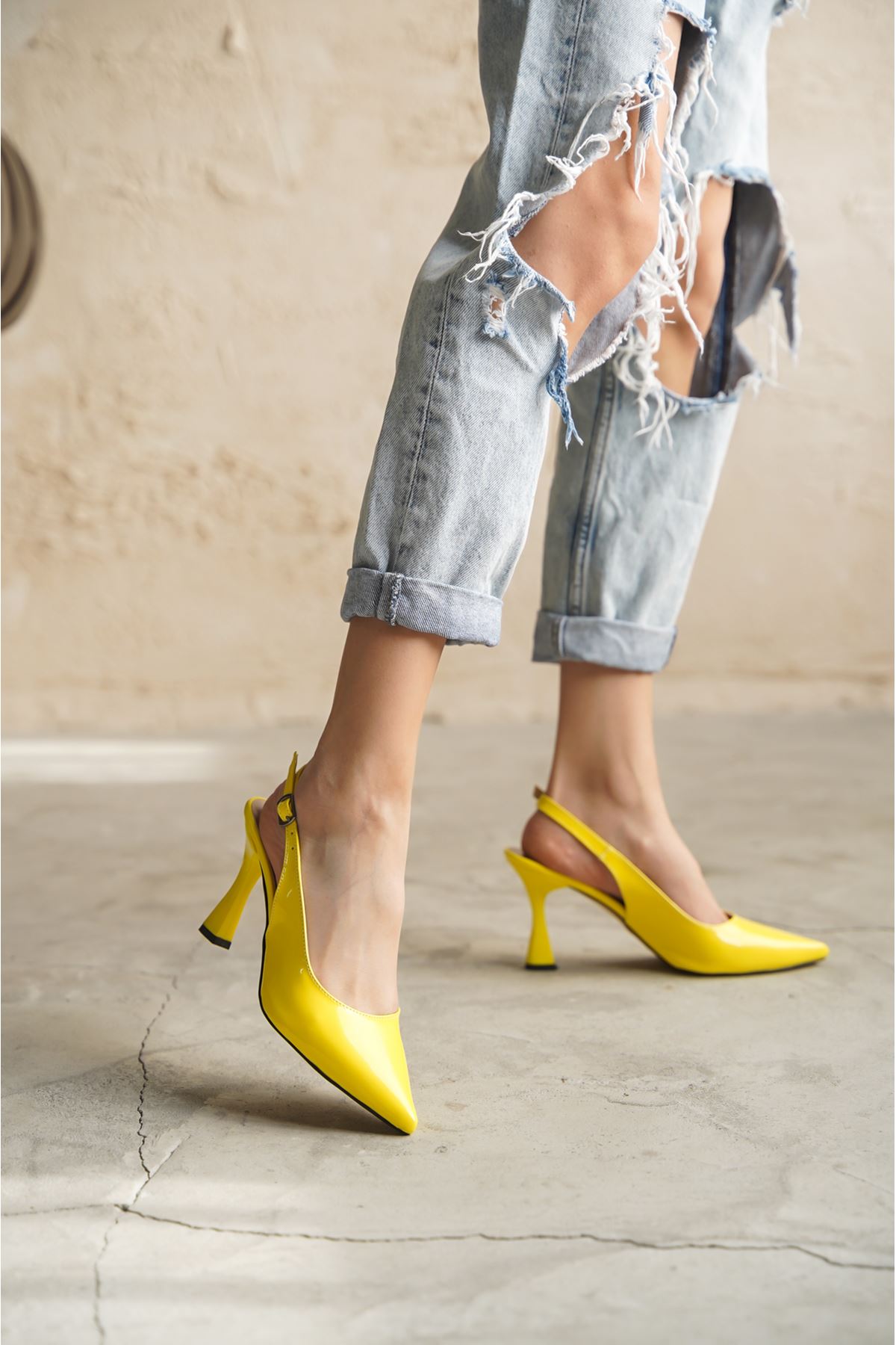Kadın Paula İnce Topuklu Ayakkabı - Sarı-Rugan