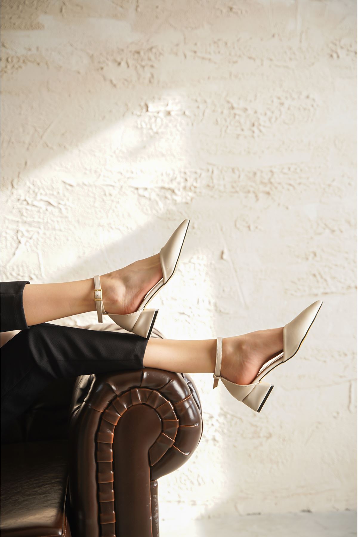 Kadın Harper Kısa Topuklu Ayakkabı - Ten