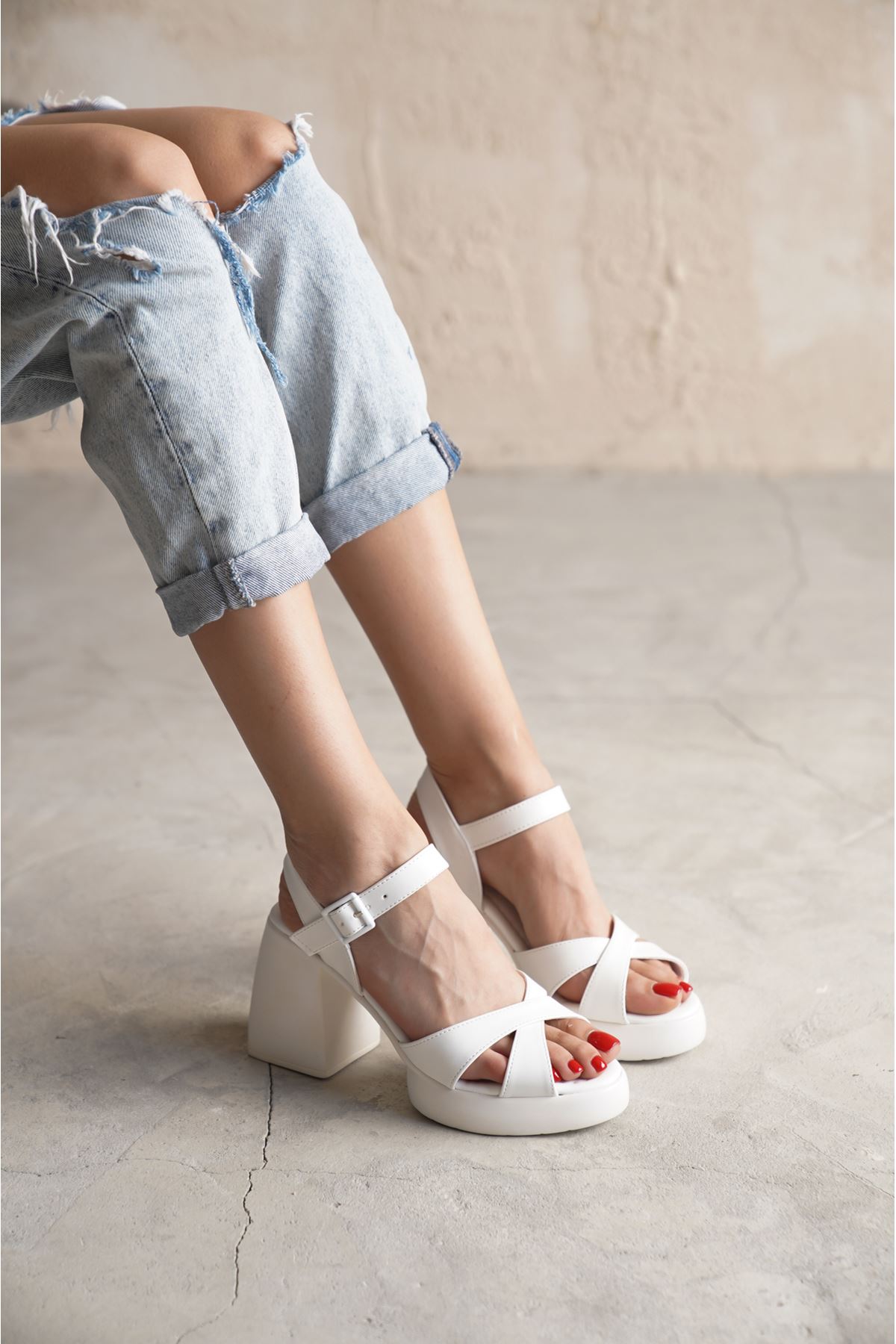 Kadın Dustin Platform Topuklu Ayakkabı - Beyaz