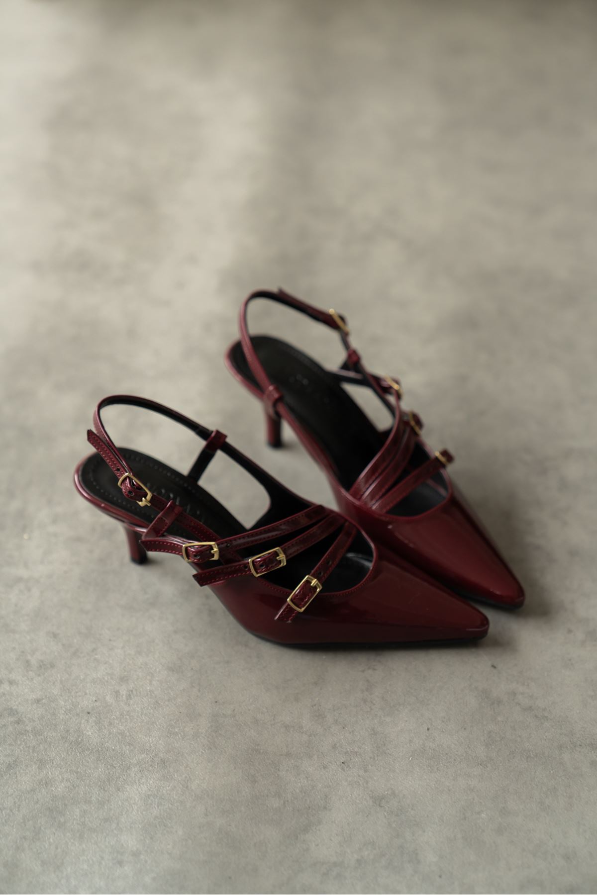 Kadın Marry Tokalı Kısa Topuklu Ayakkabı - Bordo-Rugan