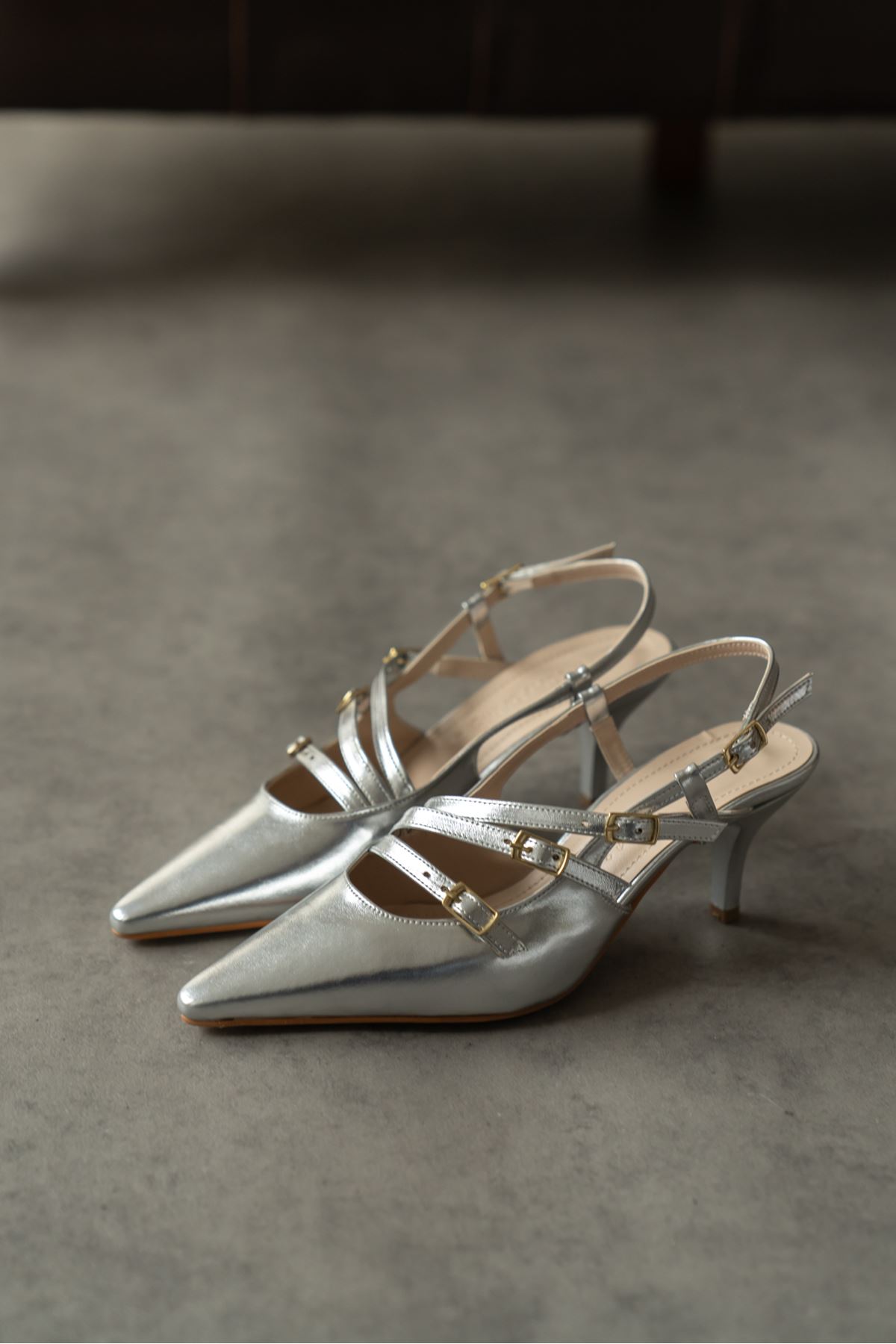 Kadın Marry Tokalı Kısa Topuklu Ayakkabı - Gümüş