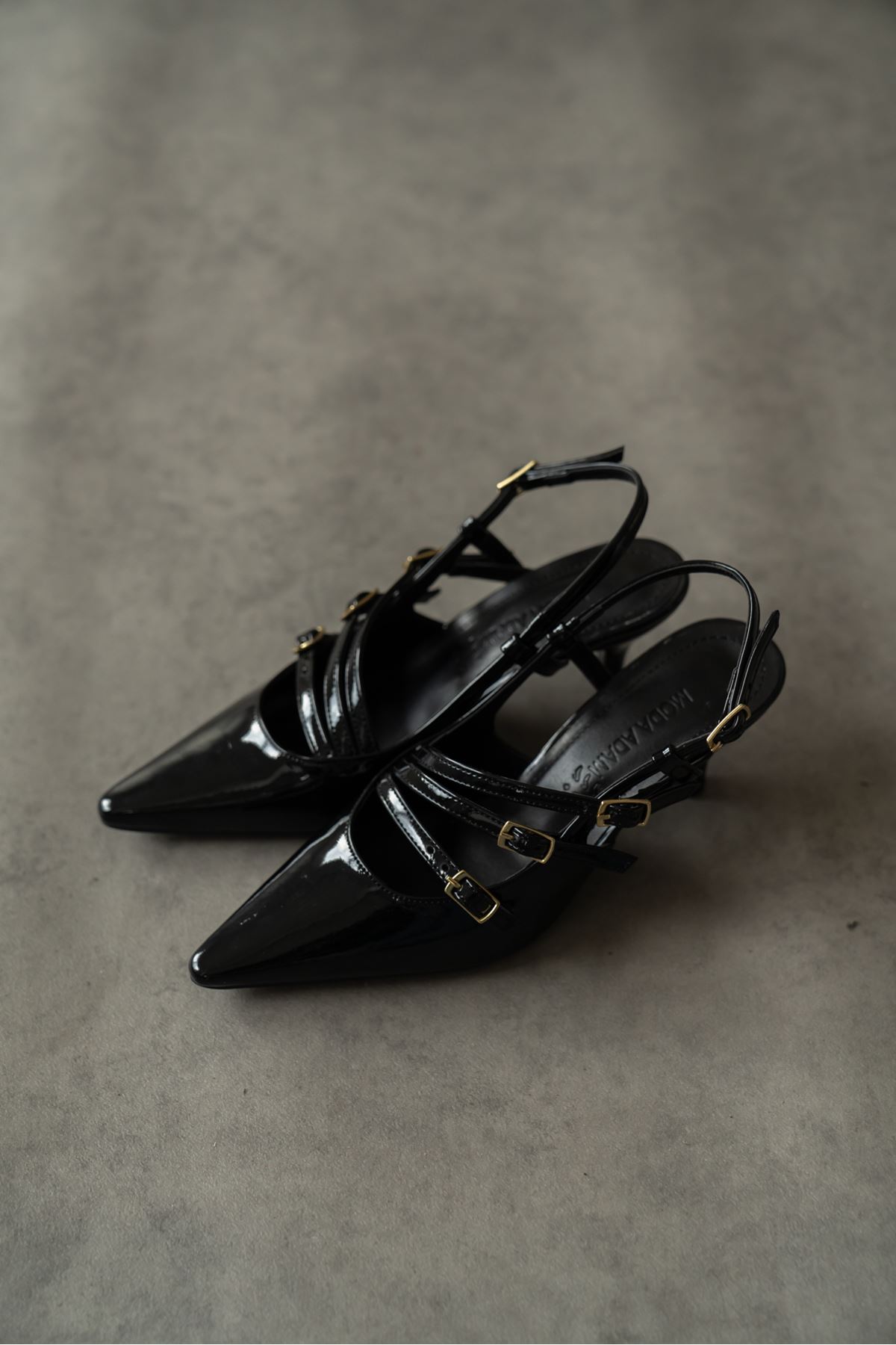 Kadın Marry Tokalı Kısa Topuklu Ayakkabı - siyah-rugan