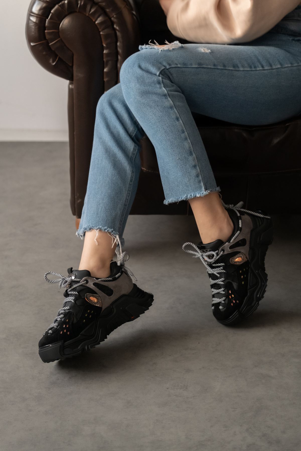 Kadın Tofino Kalın Tabanı Spor Ayakkabı - Siyah