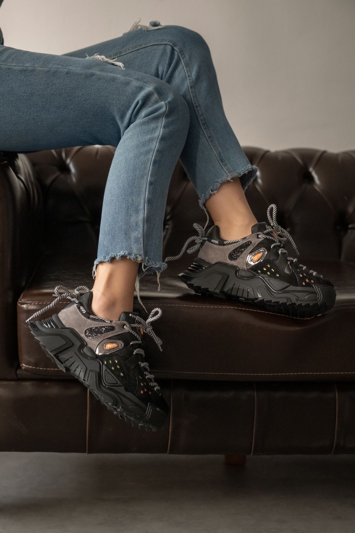 Kadın Tofino Kalın Tabanı Spor Ayakkabı - Siyah