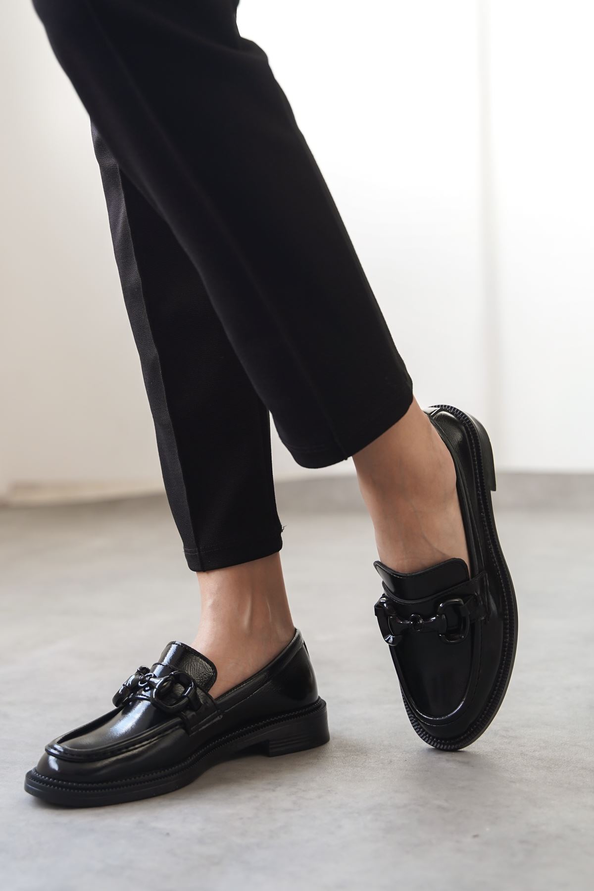 Kadın Padova Günlük Loafer Ayakkabı - siyah-rugan