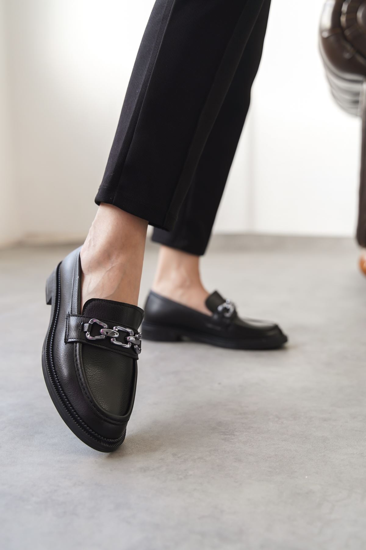 Kadın Como Günlük Loafer Ayakkabı - siyah-deri