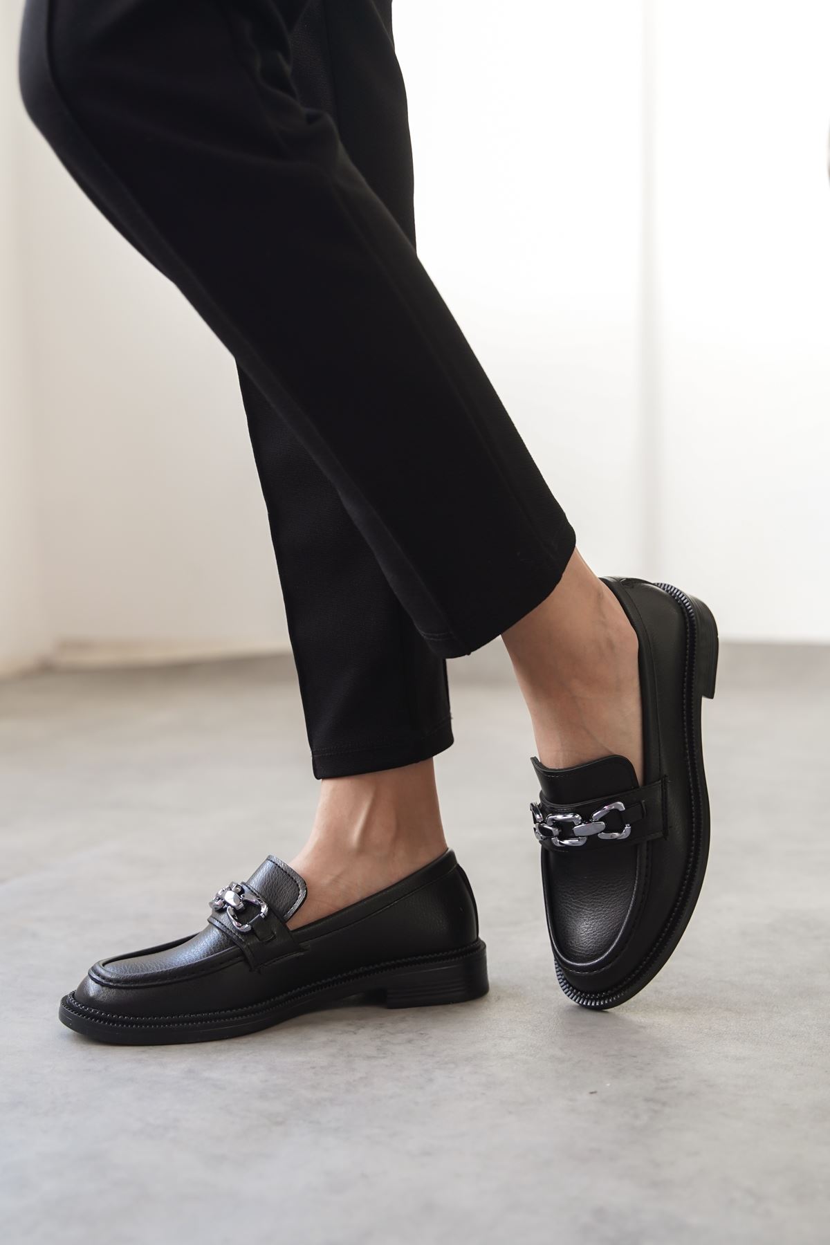 Kadın Como Günlük Loafer Ayakkabı - siyah-deri