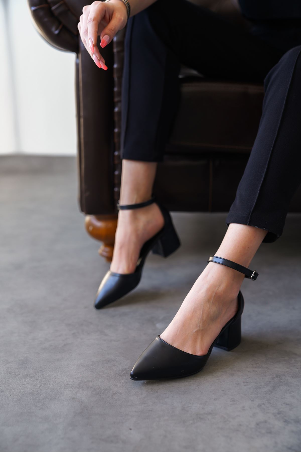 Kadın Lacita Topuklu Ayakkabı - siyah-deri