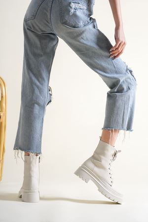 Kadın Lexi Bağcıklı Kısa Bot - Ten Deri