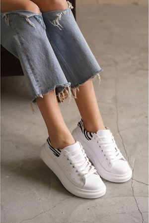 Kadın Bloom Bağcıklı Spor Ayakkabı - Beyaz-Z.Desenli
