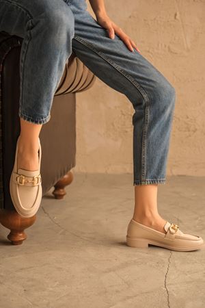 Kadın Roma Günlük Loafer Ayakkabı - Ten Deri