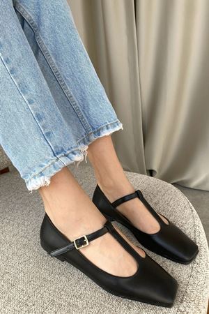 Kadın Diago Babet Ayakkabı - siyah-deri