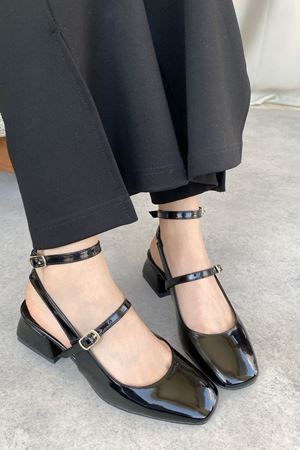 Kadın Kelvin Kısa Topuklu Ayakkabı - siyah-rugan